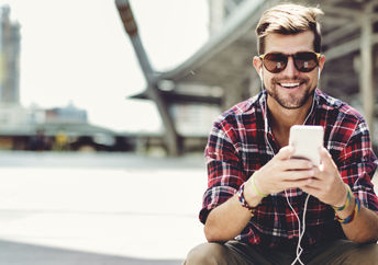 Listening to music.