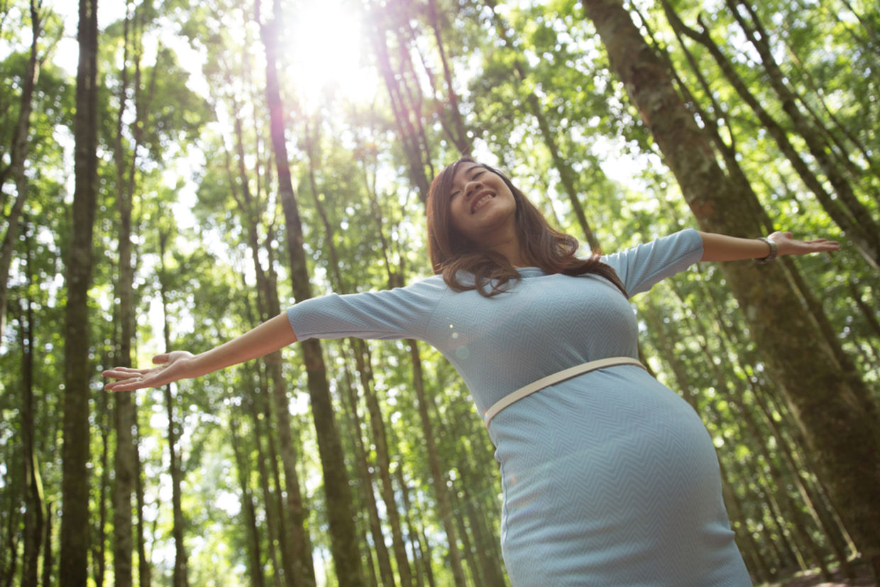 A happy pregnant woman