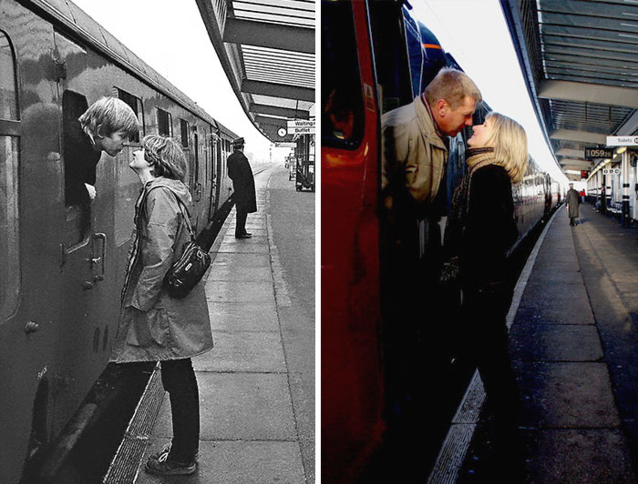Tony Wilmot and his girlfriend Sally had no idea they were being photographed as they said goodbye in 1980. (Chris Porsz) Tony Wilmot and his girlfriend Sally had no idea they were being photographed as they said goodbye in 1980. (Chris Porsz)