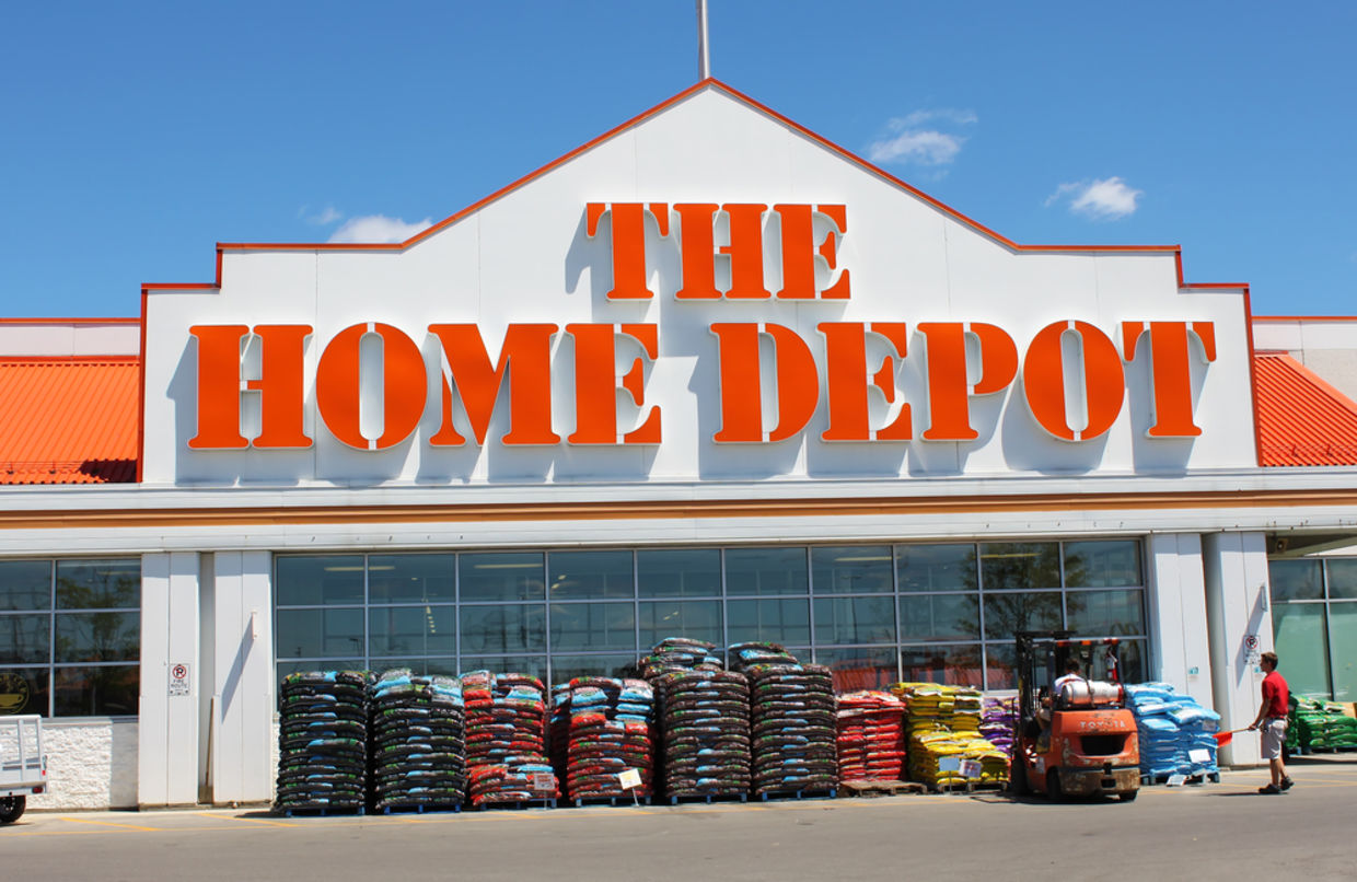 The Home Depot store entrance on July 24, 2013 in Etobicoke, Ontario, Canada. The Home Depot store entrance on July 24, 2013 in Etobicoke, Ontario, Canada.