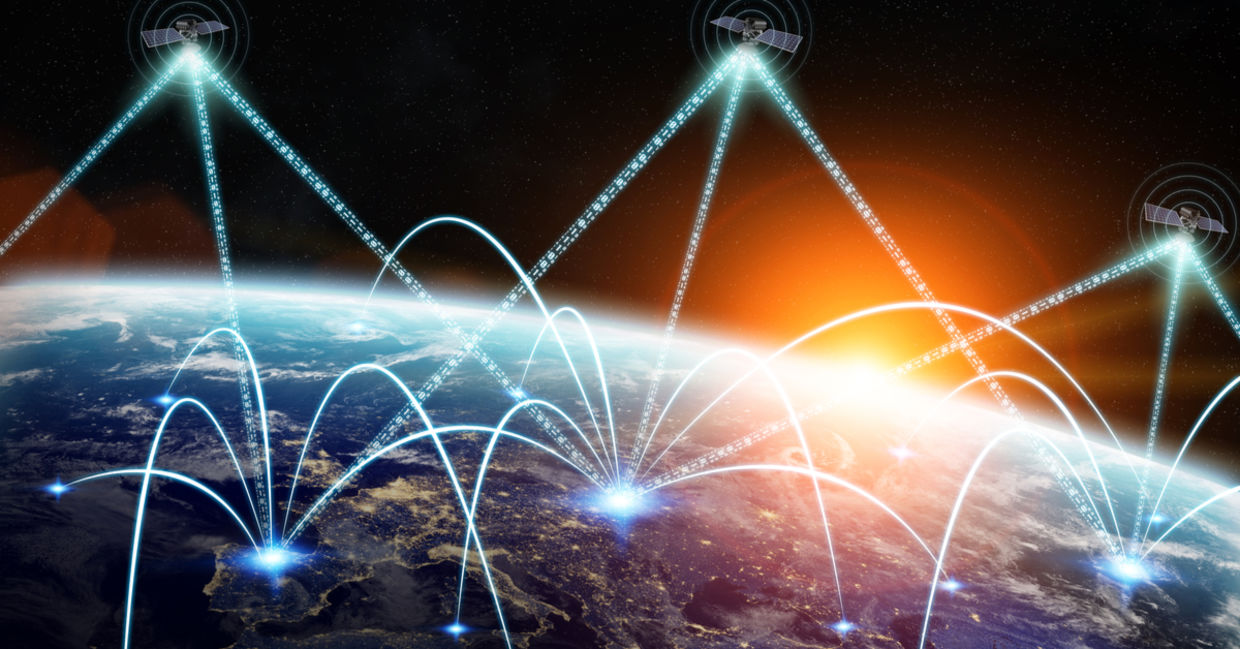 Satellites connecting to Earth from space. Satellites connecting to Earth from space.