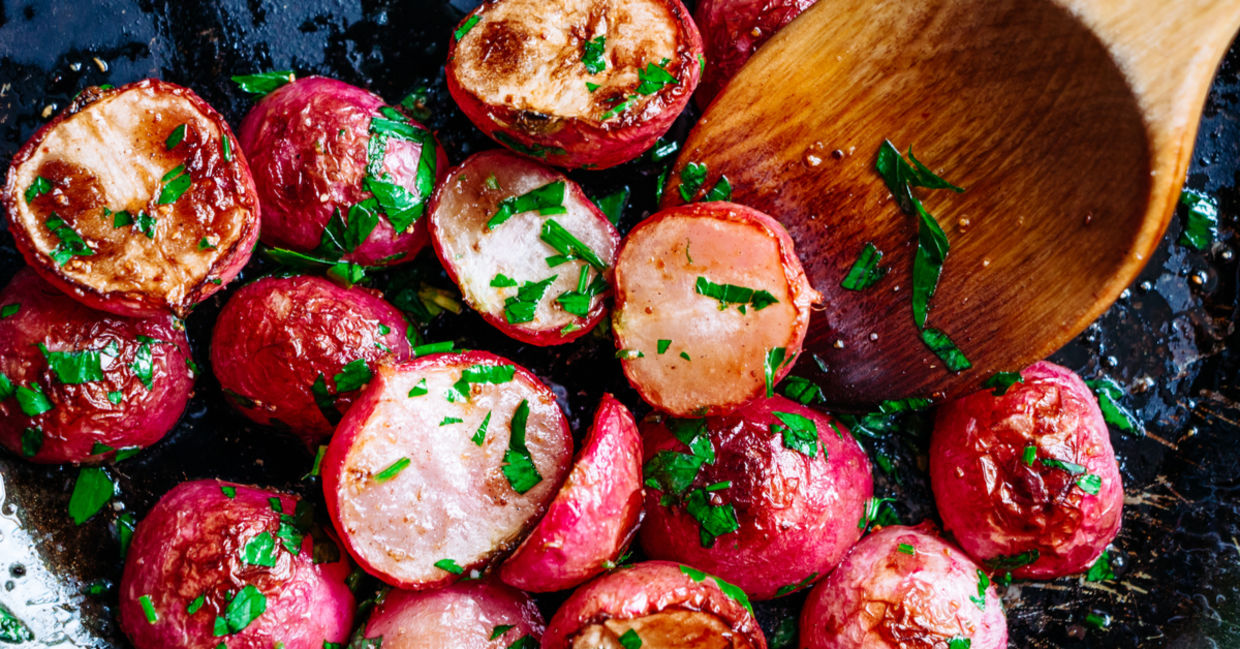 Roasted radishes are full of health benefits. Roasted radishes are full of health benefits.