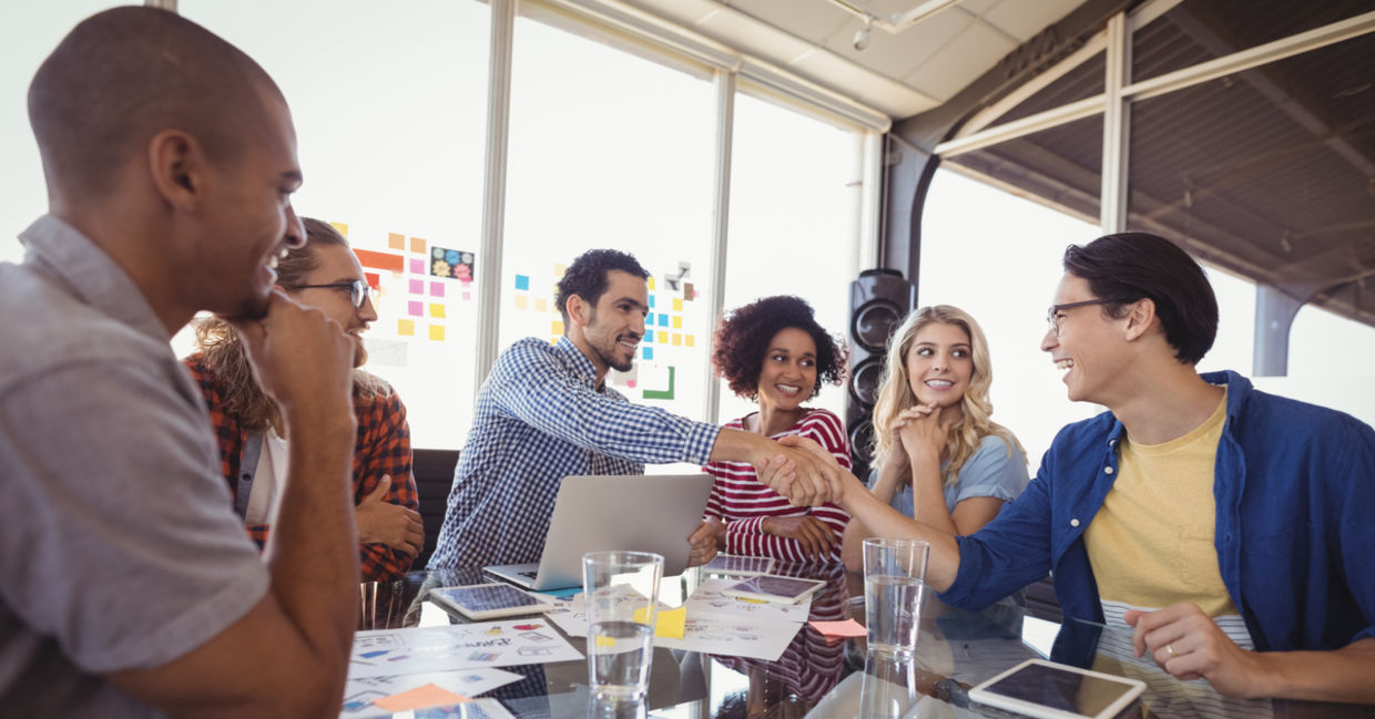 Happy employees who love their jobs. Happy employees who love their jobs.