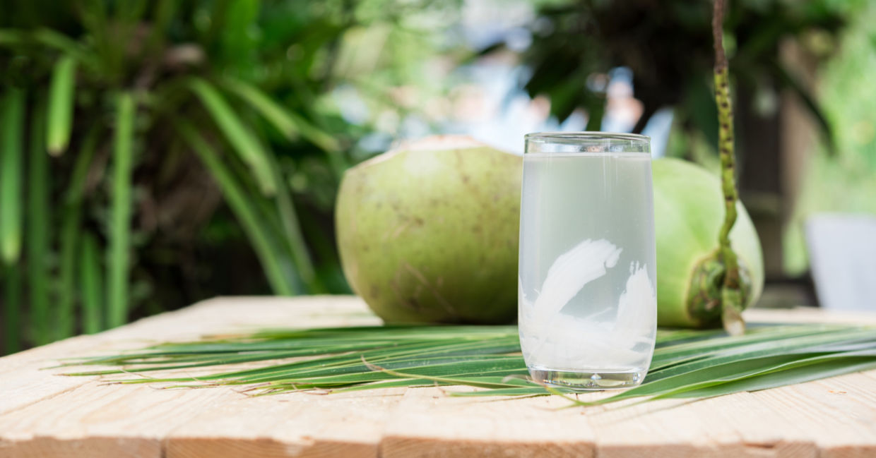 Tropical coconut water is hydrading. Tropical coconut water is hydrading.