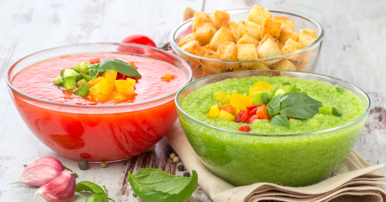 A selection of refreshingly cold summer soups. A selection of refreshingly cold summer soups.
