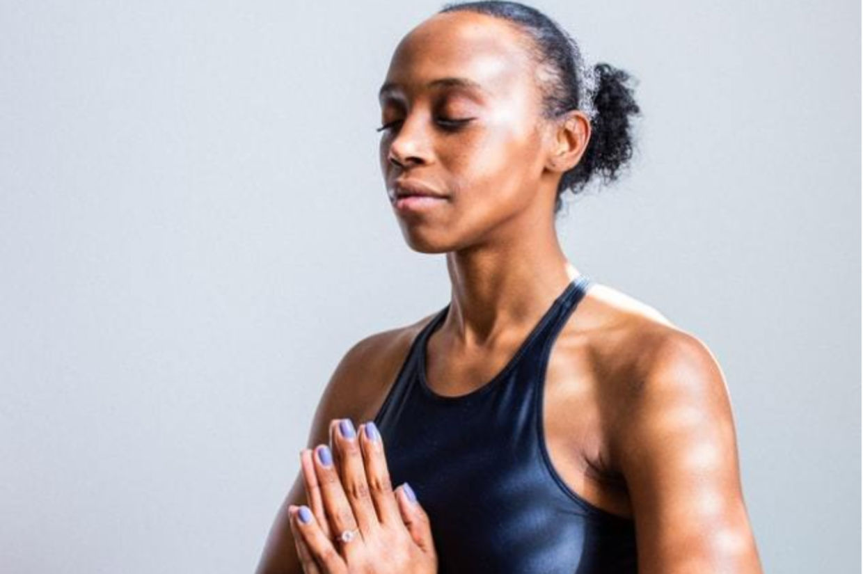 Woman doing the pose of Ausar. Woman doing the pose of Ausar.