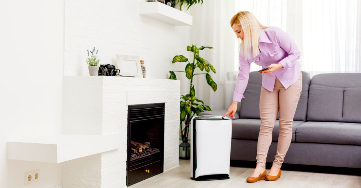 Woman cleaning filter Woman cleaning filter
