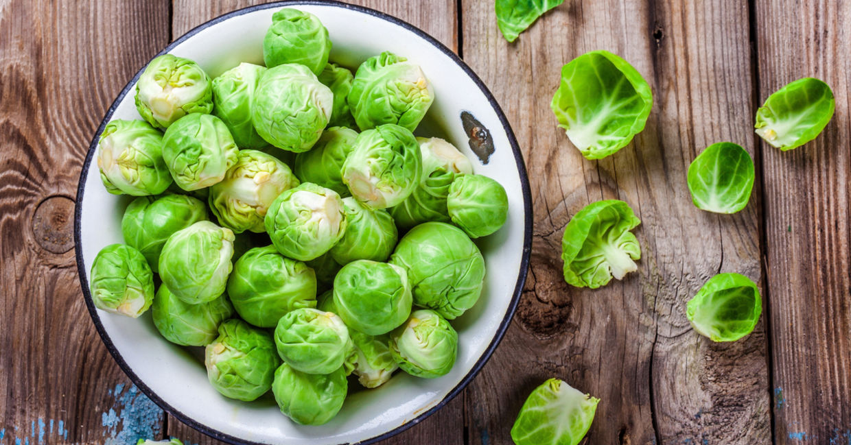 A plate of brussels sprouts. A plate of brussels sprouts.