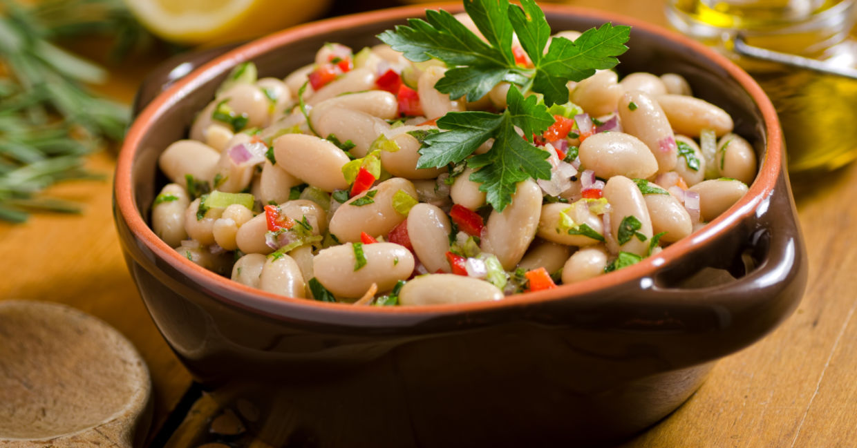 White bean salad is full of calcium. White bean salad is full of calcium.