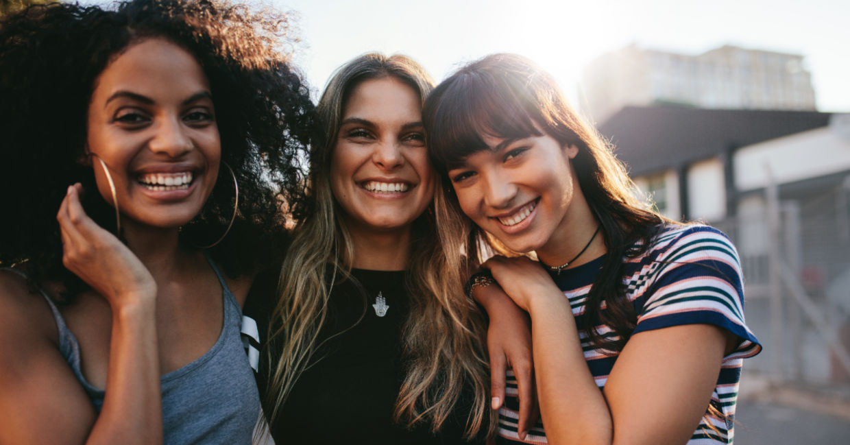 Three young women. Three young women.