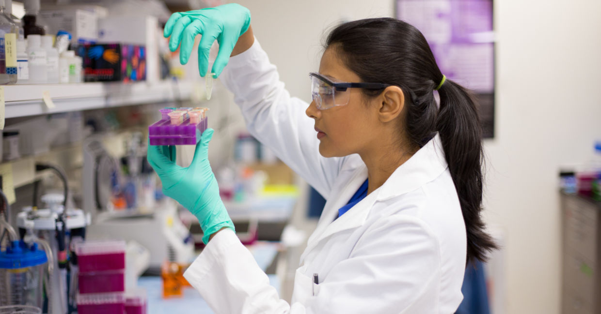Close-up of a young scientist. Close-up of a young scientist.