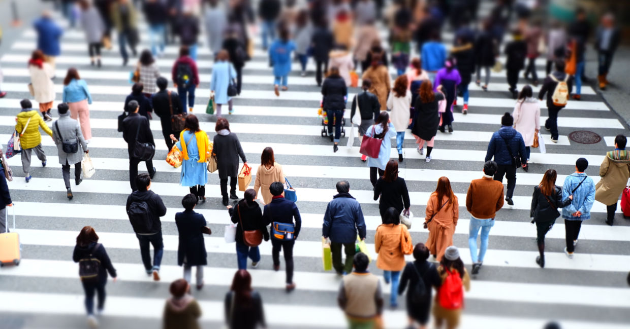 Crossing the road.