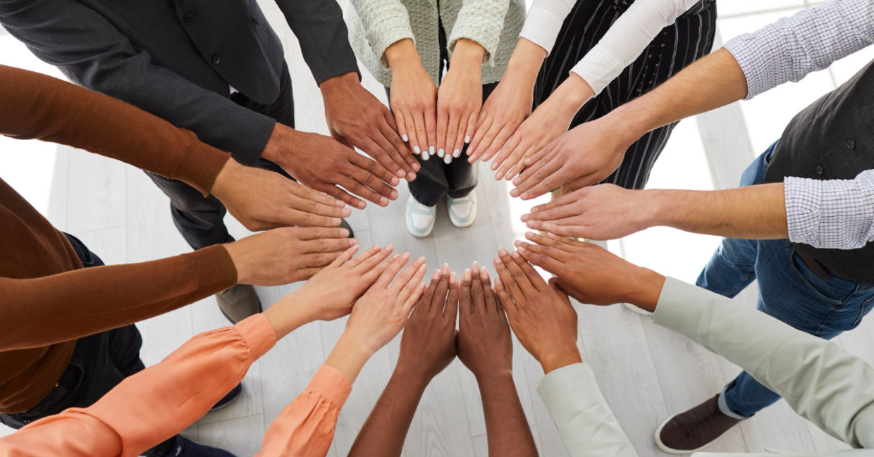 A circle of teamwork. A circle of teamwork.
