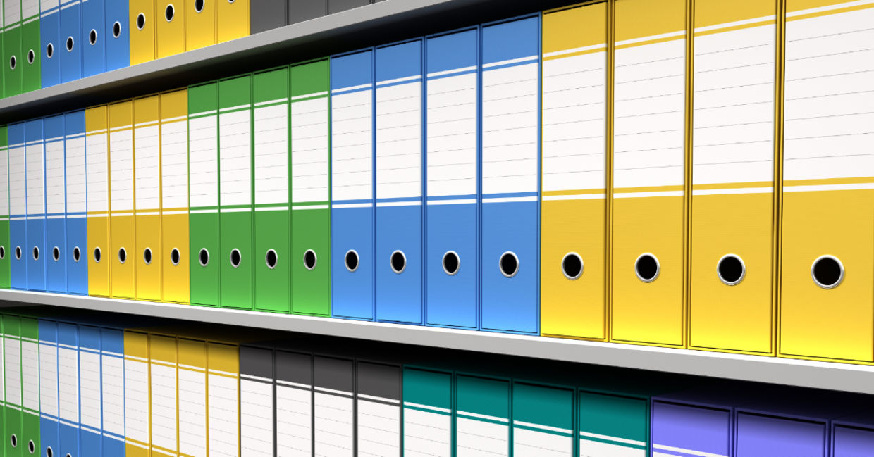Colorful binders. Colorful binders.