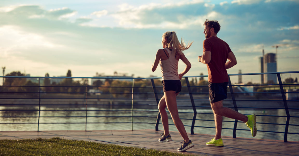 Running by the river. Running by the river.