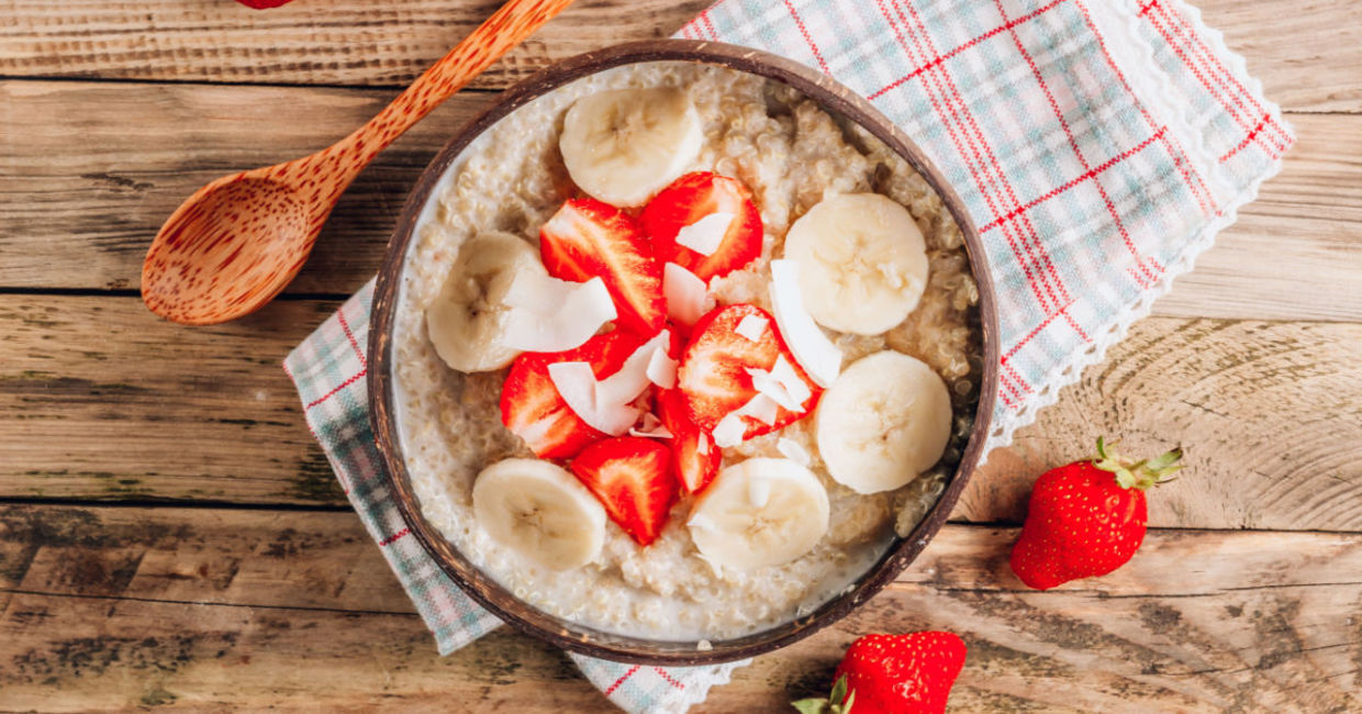 Quinoa porridge with fruit is a healthy breakfast. Quinoa porridge with fruit is a healthy breakfast.