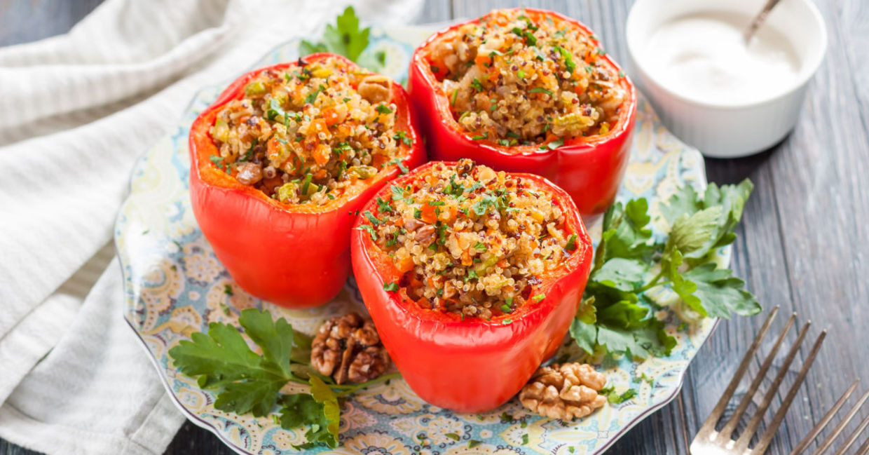 Quinoa stuffed peppers are full of protein. Quinoa stuffed peppers are full of protein.